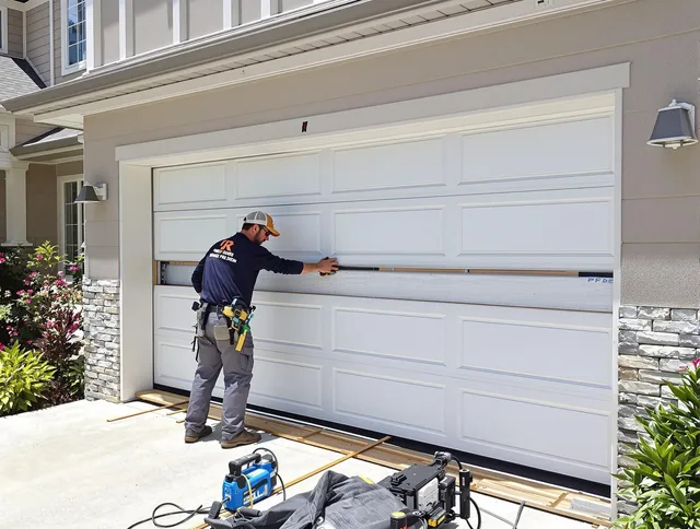 Euclid Garage Door Repair team performing complete garage door replacement at Euclid residence