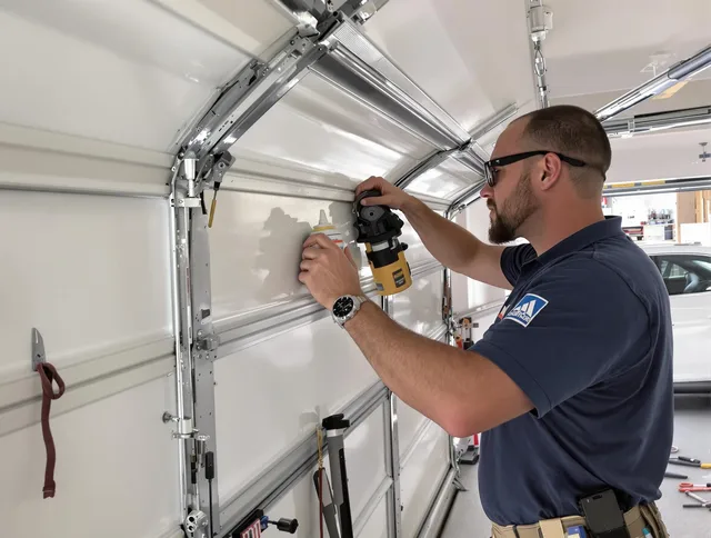 Euclid Garage Door Repair technician quieting a noisy garage door in Euclid