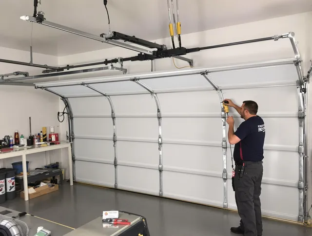 Euclid Garage Door Repair certified technician performing overhead door system repair in Euclid
